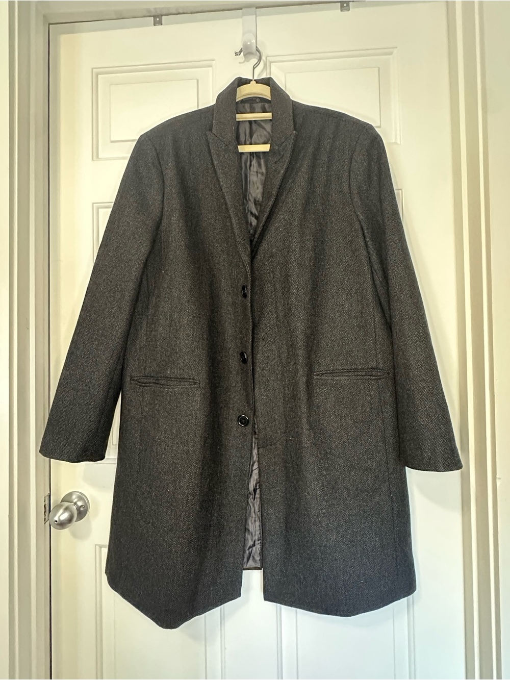 Tahari Charcoal Gray Wool-Blend Single-Breasted Trench Coat NWOT
